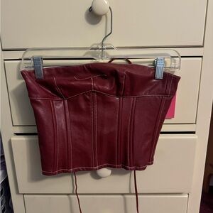 Edikted Burgundy Faux Leather Corset